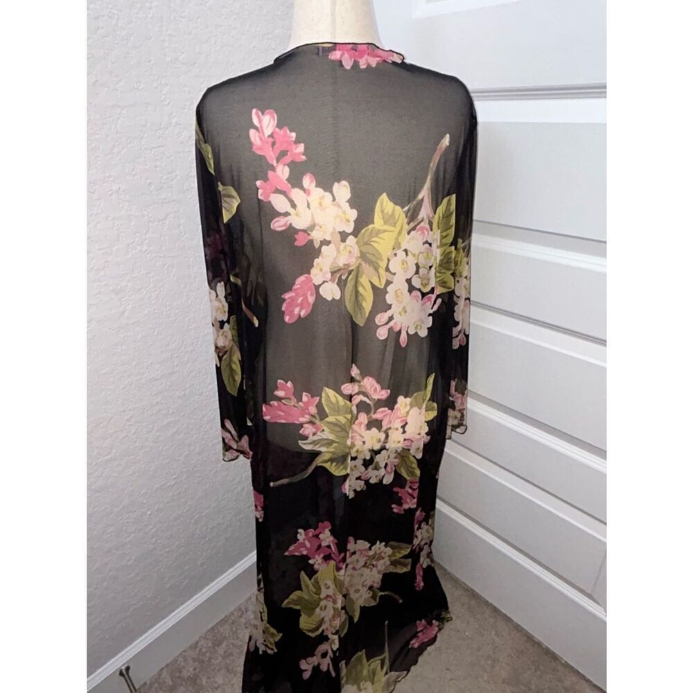 Victoria’s Secret Floral Print Tie at Top Long Sleeve Sheer Robe - Picture 8 of 13